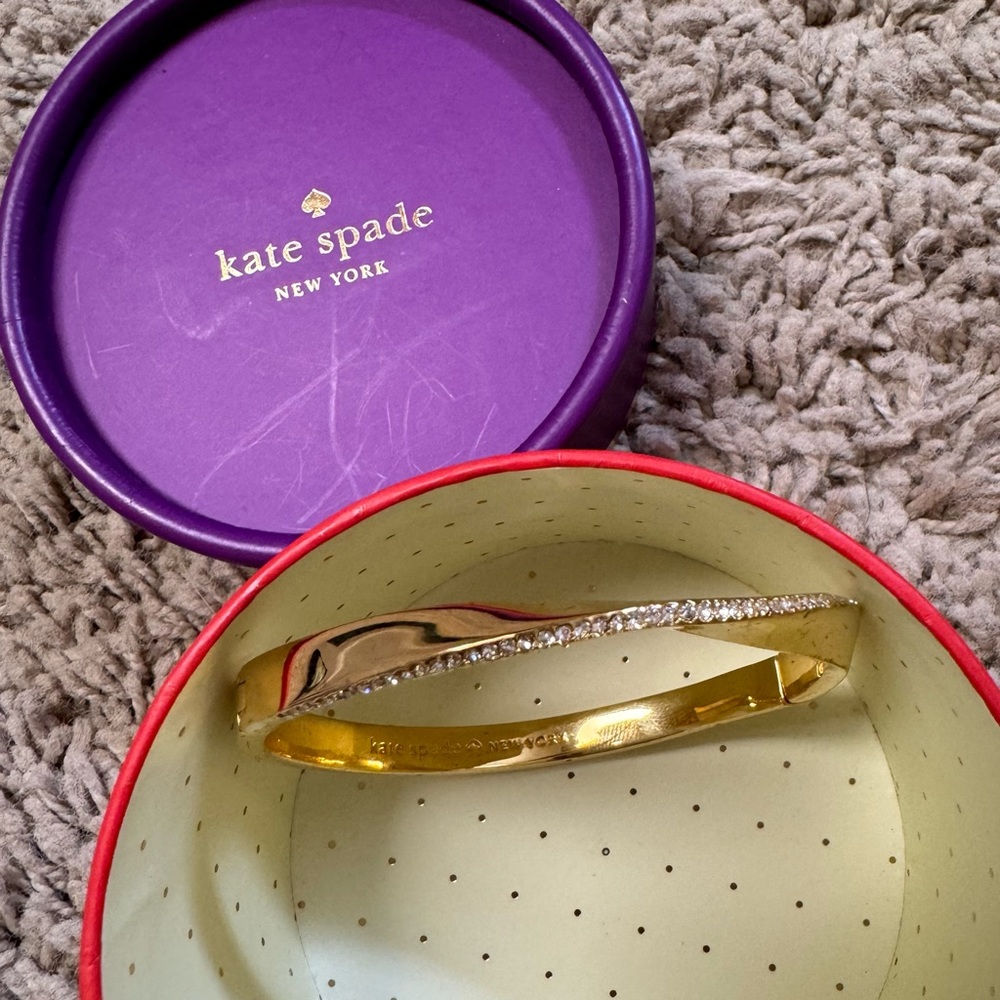 Kate Spade Gold Bangle with Rhinestone Accents